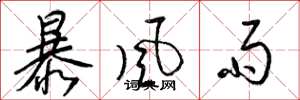 梁锦英暴风雨草书怎么写