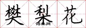 荆霄鹏樊梨花楷书怎么写