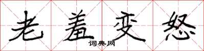 袁强老羞变怒楷书怎么写