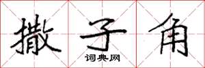袁强撒子角楷书怎么写