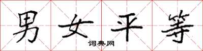 袁强男女平等楷书怎么写