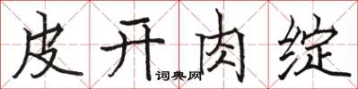 骆恒光皮开肉绽楷书怎么写