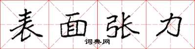 袁强表面张力楷书怎么写