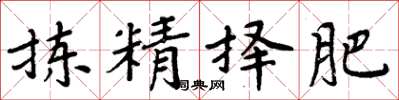 周炳元拣精择肥楷书怎么写