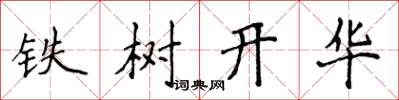 侯登峰铁树开华楷书怎么写