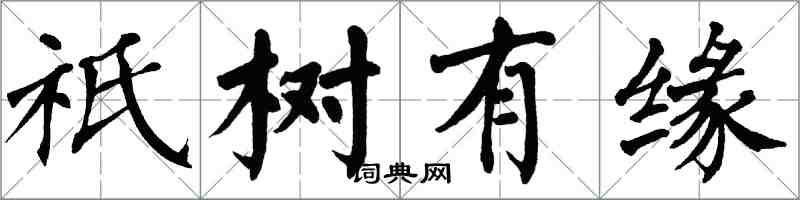 翁闿运祇树有缘楷书怎么写