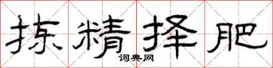 曾庆福拣精择肥隶书怎么写