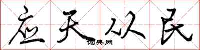 应天从民怎么写好看，应天从民书法图片