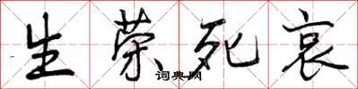生荣死哀怎么写好看,生荣死哀书法图片