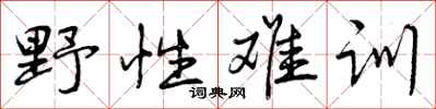 野性难训怎么写好看，野性难训书法图片