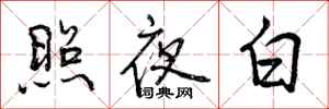 照夜白怎么写好看,照夜白书法图片