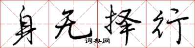 身无择行怎么写好看,身无择行书法图片