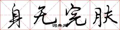身无完肤怎么写好看，身无完肤书法图片