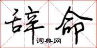 辞命怎么写好看，辞命书法图片