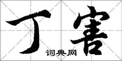 胡问遂丁害行书怎么写