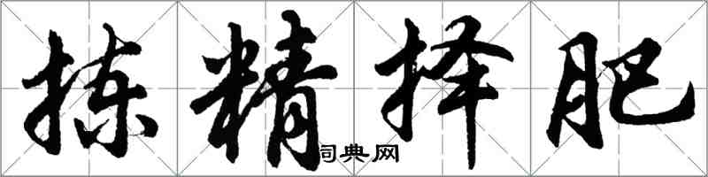 胡问遂拣精择肥行书怎么写