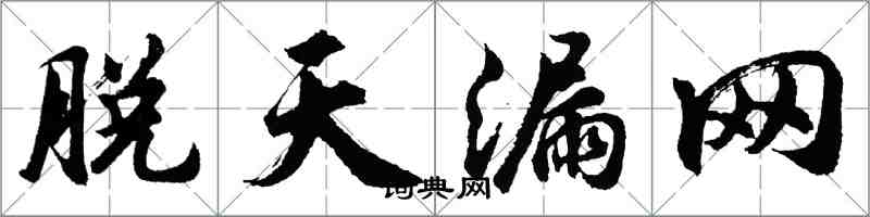 胡问遂脱天漏网行书怎么写