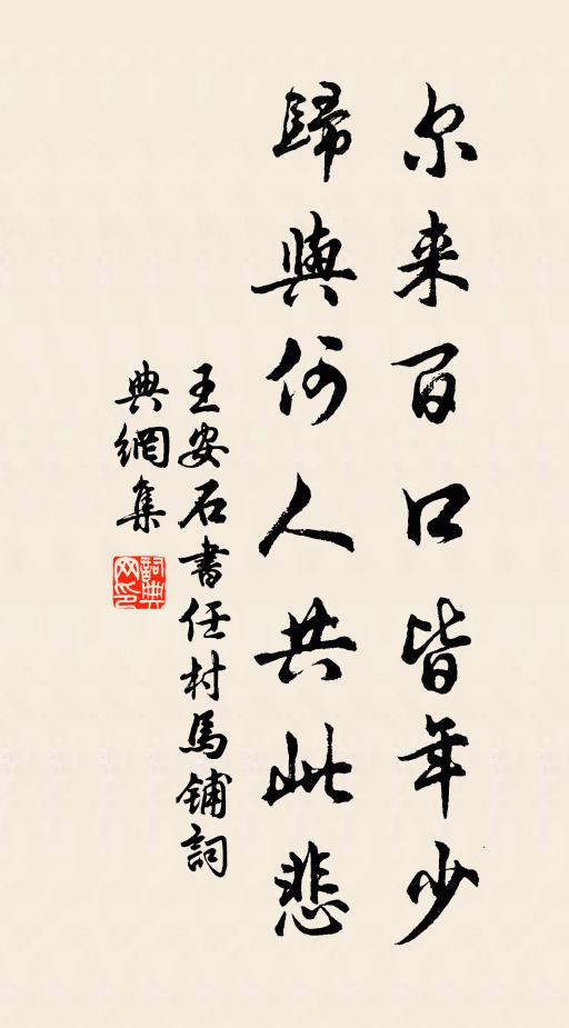 王安石爾來百口皆年少，歸與何人共此悲書法作品欣賞