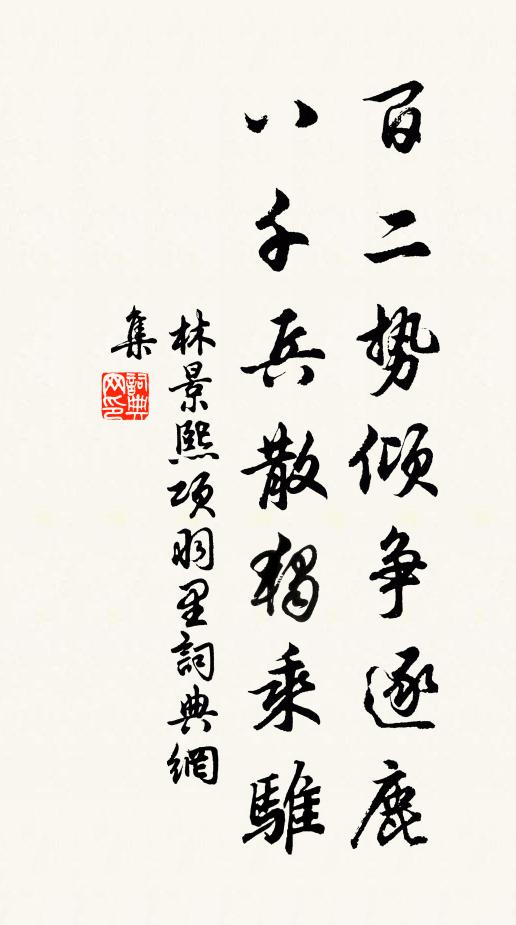 百二勢傾爭逐鹿,八千兵散獨乘騅書法作品展開全文林景熙名句,項羽裡