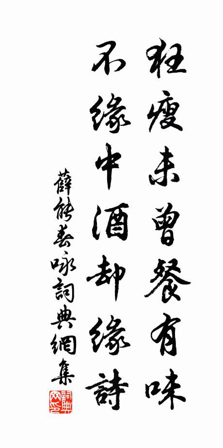 薛能狂瘦未曾餐有味，不緣中酒卻緣詩書法作品欣賞