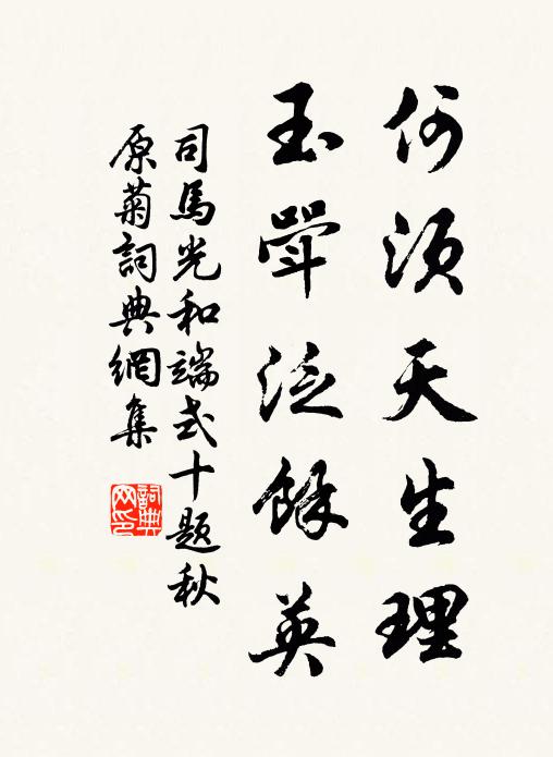 司馬光何須天生理，玉斝泛馀英書法作品欣賞