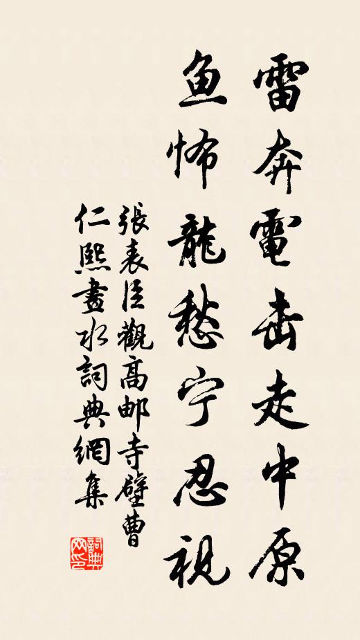 张表臣雷奔电击走中原,鱼怖龙愁宁忍视书法作品欣赏