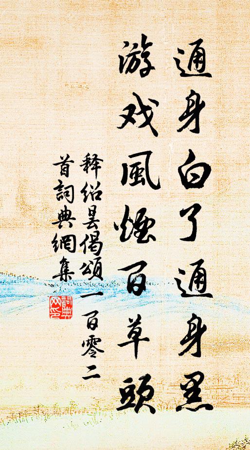 释绍昙通身白了通身黑,游戏风烟百草头书法作品欣赏