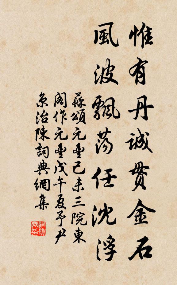 苏颂惟有丹诚贯金石,风波飘荡任沈浮书法作品欣赏