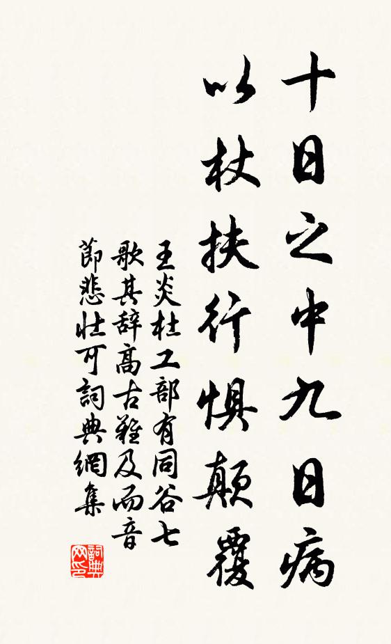 王炎十日之中九日病,以杖扶行惧颠覆书法作品欣赏