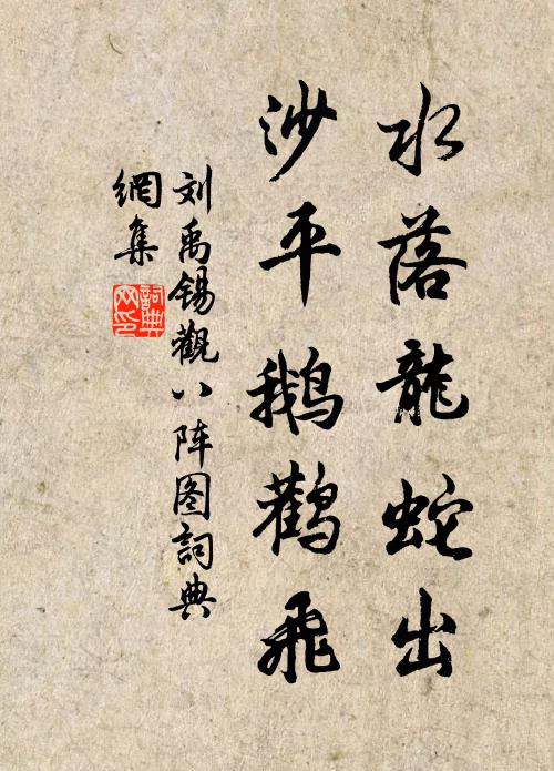 劉禹錫水落龍蛇出，沙平鵝鸛飛書法作品欣賞