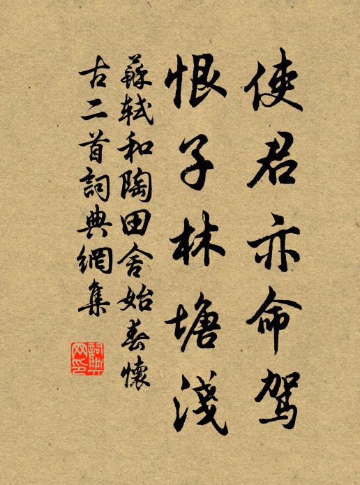 蘇軾使君亦命駕，恨子林塘淺書(shū)法作品欣賞