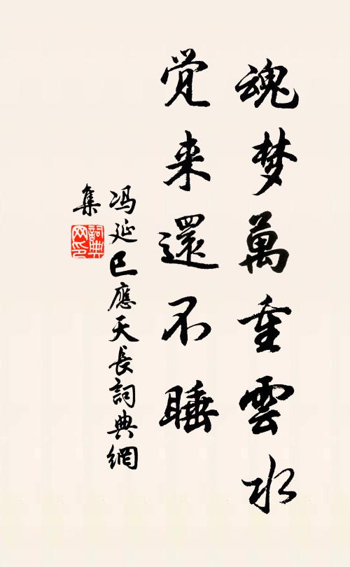 馮延巳魂夢萬重云水，覺來還不睡書法作品欣賞