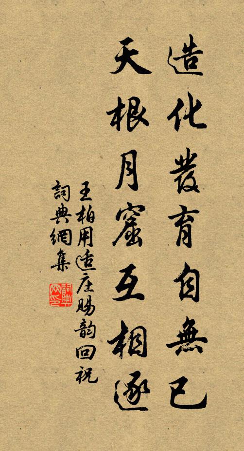 王柏造化发育自无已,天根月窟互相逐书法作品欣赏