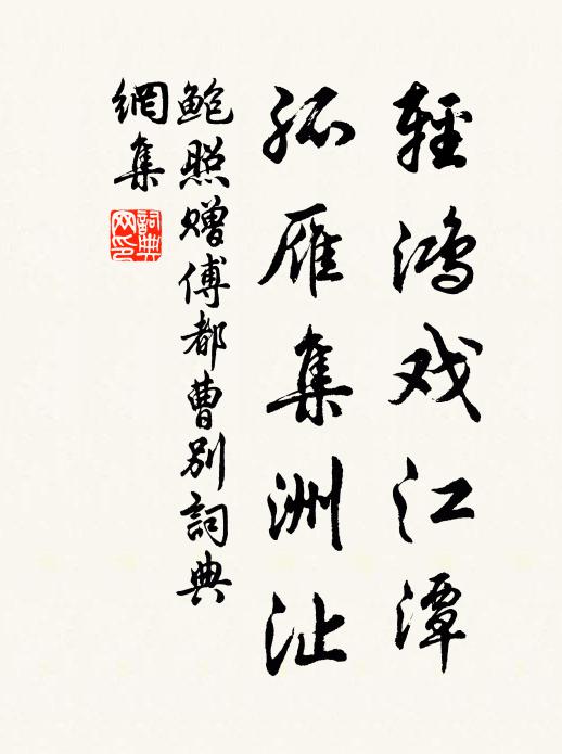 鮑照輕鴻戲江潭,孤雁集洲沚書法作品欣賞