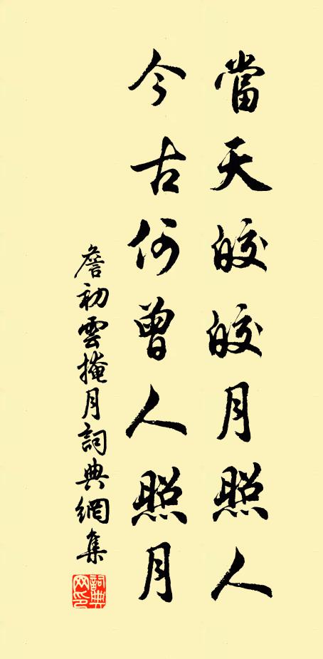 詹初當(dāng)天皎皎月照人，今古何曾人照月書法作品欣賞
