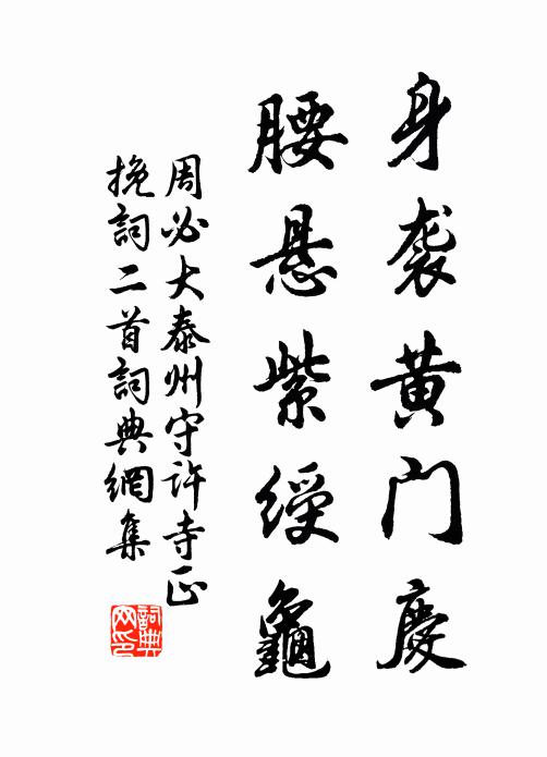 周必大身袭黄门庆,腰悬紫绶龟书法作品欣赏