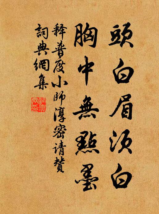 釋普度頭白眉須白，胸中無點(diǎn)墨書法作品欣賞