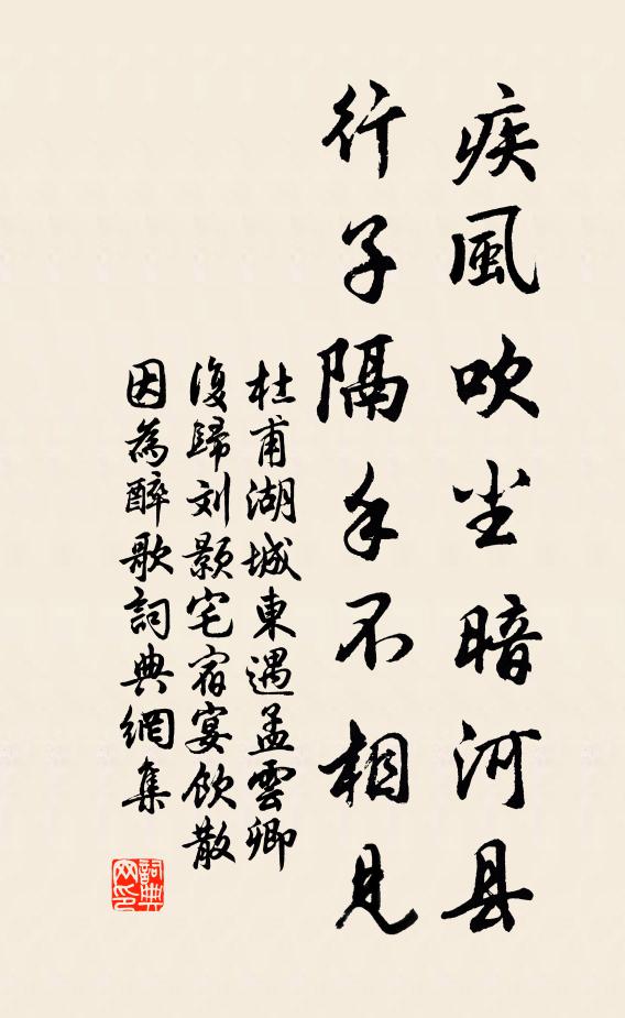 杜甫疾风吹尘暗河县,行子隔手不相见书法作品欣赏