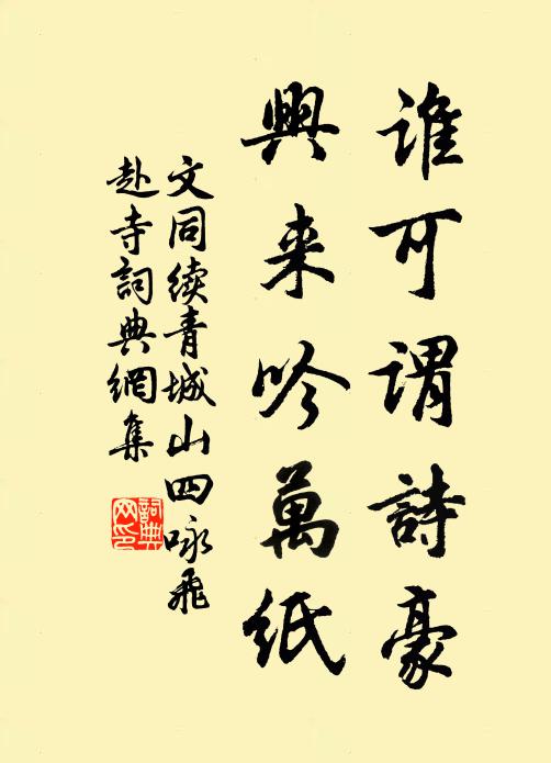 文同誰可謂詩豪,興來吟萬紙書法作品欣賞