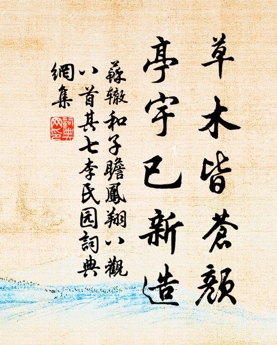 苏辙草木皆苍颜,亭宇已新造书法作品欣赏