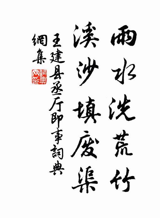 王建雨水洗荒竹,溪沙填廢渠書法作品欣賞