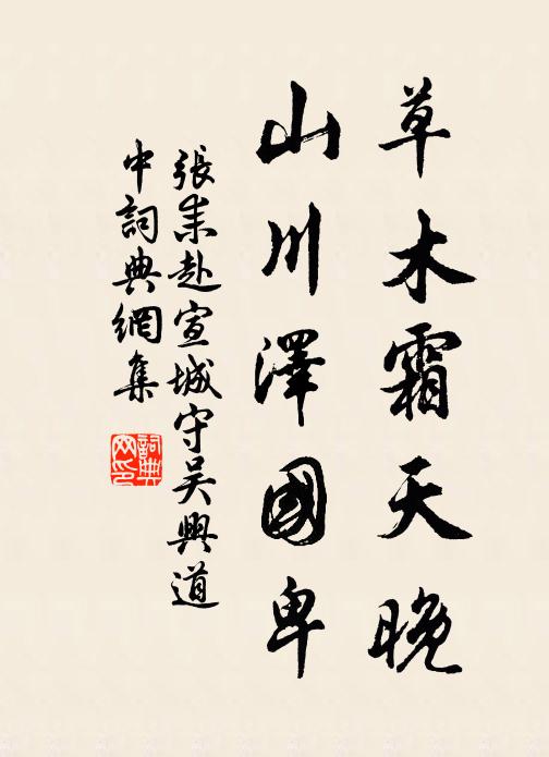 張耒草木霜天晚，山川澤國卑書法作品欣賞