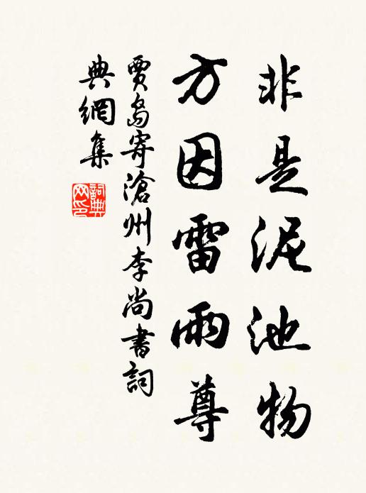 賈島非是泥池物，方因雷雨尊書(shū)法作品欣賞