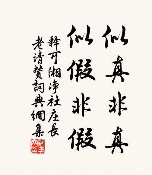 釋可湘似真非真，似假非假書法作品欣賞