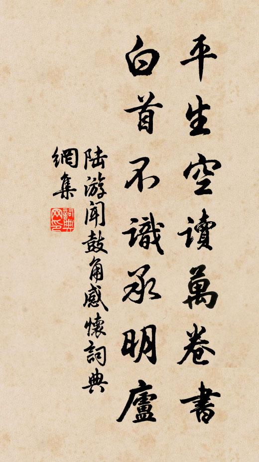 陸游平生空讀萬卷書,白首不識承明廬書法作品欣賞