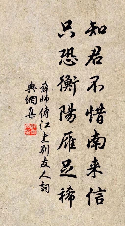 薛師傳知君不惜南來信，只恐衡陽雁足稀書法作品欣賞