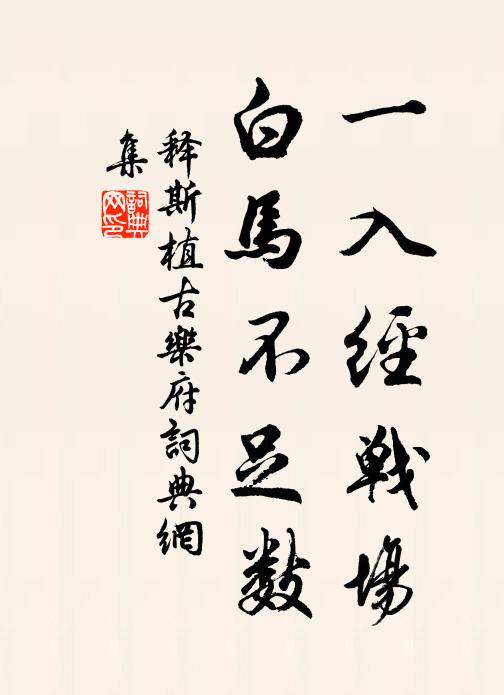 釋斯植一入經(jīng)戰(zhàn)場，白馬不足數(shù)書法作品欣賞