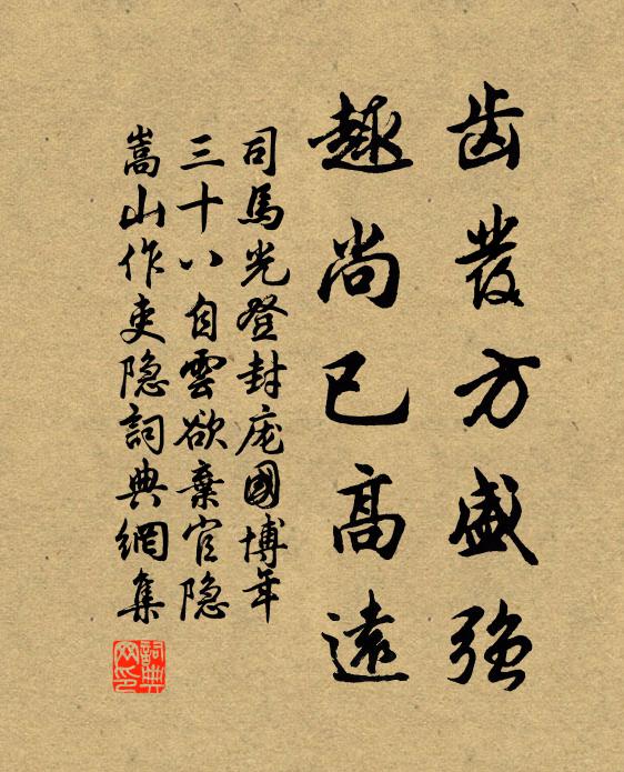 司马光齿发方盛强,趣尚已高远书法作品欣赏