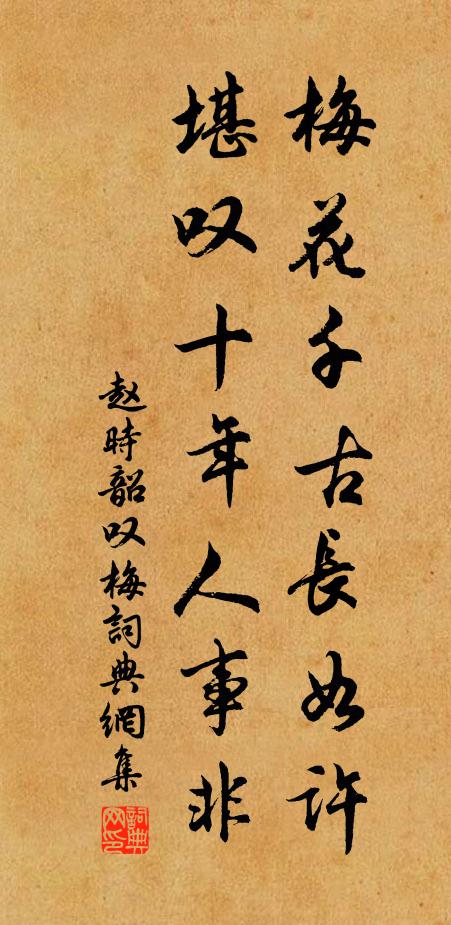 趙時韶梅花千古長如許,堪嘆十年人事非書法作品欣賞