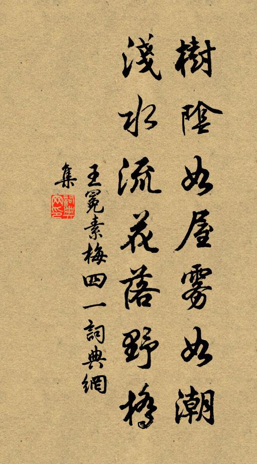 王冕樹陰如屋霧如潮，淺水流花落野橋書法作品欣賞